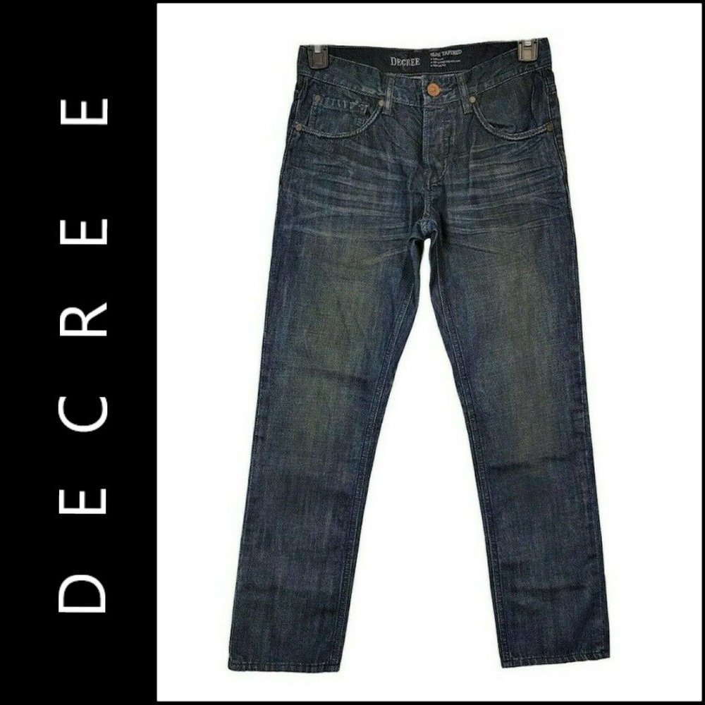 Decree Men's Denim  Slim Tampered Jeans Size 29 X 30 Straight Fit Black